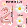 Daisy Balloons Two Groovy Birthday Decorations, 40 Inch Rose Gold Number 2 Balloons, Daisy Balloon for 2 Groovy Birthday Party Decorationsl, Daisy Birthday Party Decorations