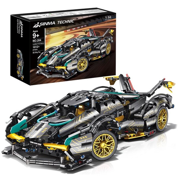 JSINMA Technic Sports Car Building Blocks Toys Boys or Adults Kits 1:14 MOC Lambo V12 Building Set Speed Champions Raceing Car Model Vehicle Set,Collectible Race Car for 10 12 14+ Year Boys(1012pcs)