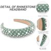 AHONEY Green Headband for Women Girls, Hair Bling Rhinestone Crystal Glitter Sparkly Diamond Padded Headband Fancy Jeweled Headpiece Holiday Hair Accessories Birthday Gifts (Green)