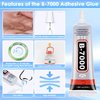 B7000 Glue for Rhinestones Crafts, 3PCS 50ML 1.68fl.oz Clear B-7000 Super Jewelry Glue Transparent Industrial Adhesive for Fabric Phone Repair Jewelery Making Crystal Gem Tac Nail Art Stone Glass