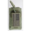M1Surplus MOLLE Style Green Tactical Radio Pouch + Patriot Flag Morale Patch Fits BF-F8HP UV-5R UF-5RA V2 UV-82HP UV-5X BF-F8+ GT-3 GT-3TP Wouxun KG-UV8H KG-UV6D HT Walkie Talkie Ham Radios