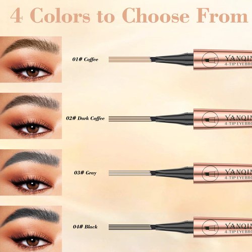Kaemgyyd 2024 New Microblading Eyebrow Pen, 3D Waterproof Long-Lasting Magic Eyebrow Pencil, 4-Tip Natural Long-Lasting Fine Stroke Eyebrow Pencil for Women (Dark Brown)