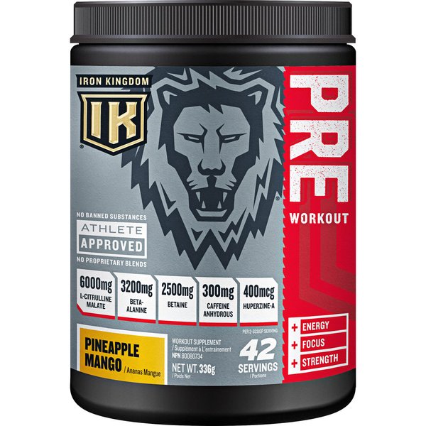 Iron Kingdom Pre Workout Powder for Men & Women Caffeine, Beta Alanine & Aminos for Intense Focus Endurance & Pump - Preworkout Energy Drink Powder, Natural Pineapple Mango - 42 Servings