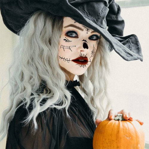 Day of the Dead Face Tattoos - 10 Sheet Halloween Temporary Tattoos Face Sticker Kit Día de Los Muertos Glitter Red Roses Skeleton Sugar Skull Fake Tattoo for Halloween Makeup on Face Body