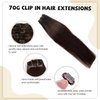 Clip in Hair Extensions Real Human Hair, Dark Brown Human Hair Clip in Extensions Straight Human Hair Clip ins Double Weft Hair Extensions Clip ins 7pcs 70g 16"