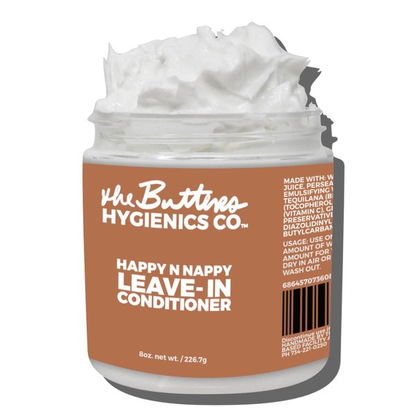 The Butters Hygienics Co Happy N Nappy Deep Conditioning Leave-In | Avocado Oil, Agave for kinky, nappy, wavy, natural, black hair