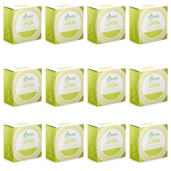 Solid Shampoo Bar And Conditioner Effect Hair Soap – 12 Pack Natural Shampoo Bars For Hair With Plant Based Essential Oils And Eco Friendly Zero Waste Biodegradable Packaging (Lemon Pack Of 12)
