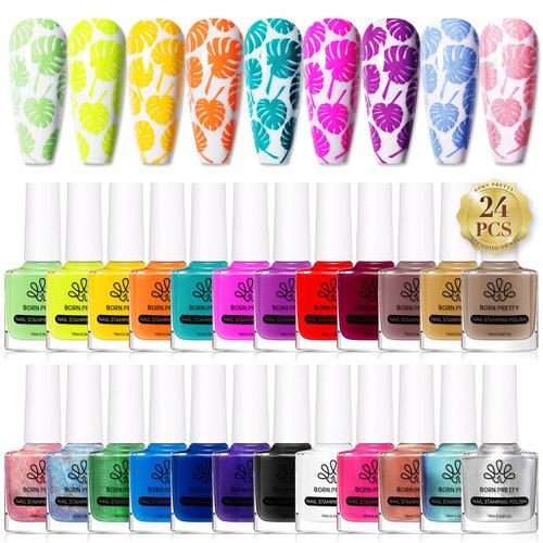 Born Pretty Nail Art Stamping Polish Holographic Chameleon Effect Fingernail Stamp Polish Set Man...