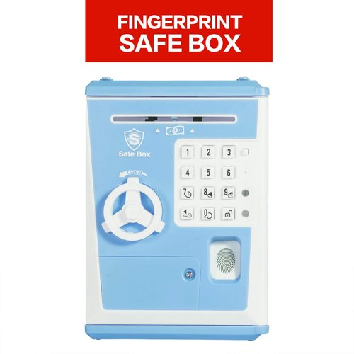 LIKE Toy Piggy Bank Safe Box Fingerprint ATM Bank ATM Machine Money Coin Savings Bank for Kids Blue