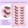 Cat Eye Lashes Natural Eyelashes 16MM False Eyelashes Wispy Thin Band Eyelashes 3D Volume False Lashes Soft Strip Lashes Pack C Curl Natural Eyelashes Fake Lashes 7 Pair EVENTILL