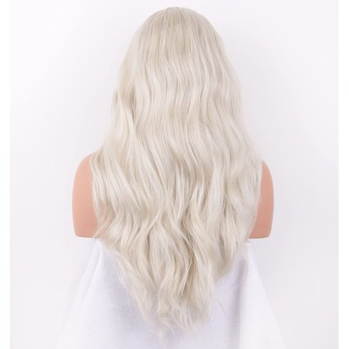 vedar Glueless 613 Lace Front Wigs Synthetic Hair Aesthetic Platinum Blonde Lace Wig for Women Long Loose Curly Wigs for Cosplay 22 inch VEDAR-040-NEW