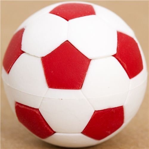 Iwako Cool Red And White Soccer Ball Eraser By