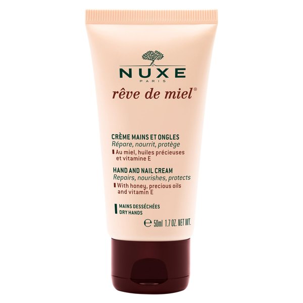 NUXE Rêve de Miel Honey-Infused Hand and Nail Cream - Instant Relief Moisturizer with Shea Butter, Almond Oil & Vitamin E for Dry Cracked Hands,1.7 oz