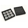 HLLMX 1 PCS Empty Eyeshadow Palette Portable Square Eyeshadow Box 9 Grids Cosmetics Storage Organizer 20mm Round Metal Pans for Eyeshadow Lipstick Blush Powder Pigment (Black)
