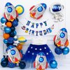 Rocket Balloons, Blue Rocket Foil Balloons Outer Space Balloons for Space Themed Party Decorations Rocket Mylar Balloon for Rocket Birthday Decorations 7 Pcs