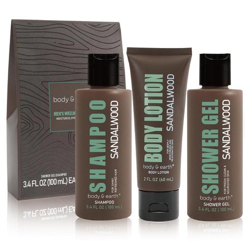 Gift Set for Men Bath and Body Wash Set for Men Includes Sandalwood Shower Gel, Body Lotion, Shampoo,Self Care Gifts for Men,regalos para hombre,Fathers Day Gifts,Birthday Gifts for Men