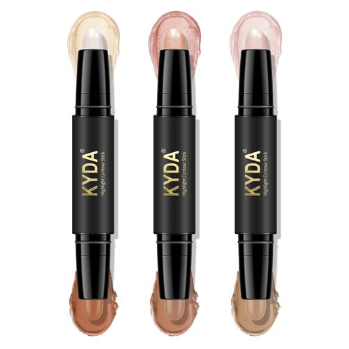 KYDA 6 Colors Highlight Concealer Contour Stick, 2 in 1 Body Makeup Shding Stick, Face Highlighters Sticks, Contouring Highlighting Foundation Shadow Cream Pen, 3 Pcs-Set B
