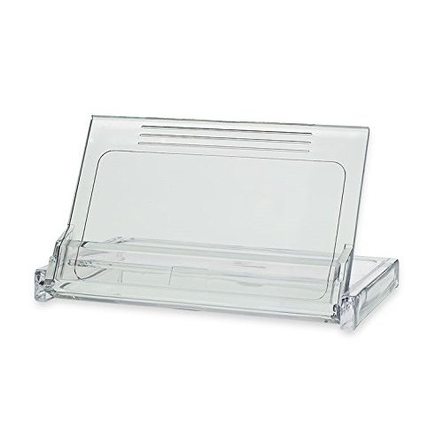 SOURCEONE.ORG Deluxe Flip Up Clear Acrylic Business Card Holder Display - Portable Style