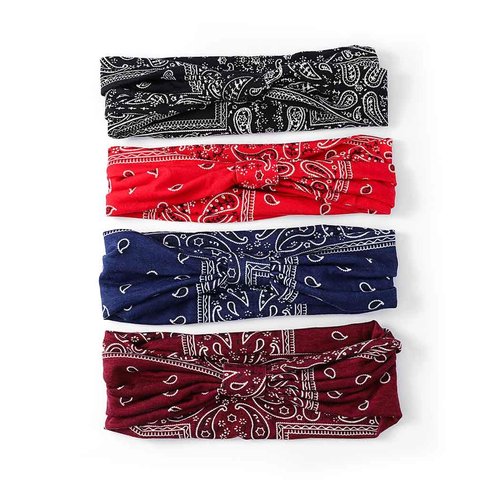 Bohend Boho Headbands Wide knotted Hair Bands Fashion Printing Bandeau Travel Stretchy Cotton Headband Sport Yoga Hair Accessories for Women and Girls (B)