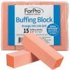 ForPro Buffing Block, Orange, 100/180 Grit, Three-Sided Manicure and Pedicure Nail Buffer, 3.75” L x 1” W x 1” H, 15-Count
