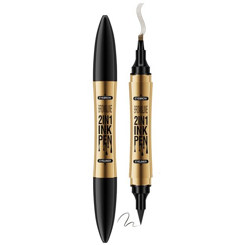 2-in-1 Microblading Eyebrow Pen, Dual-Ended Magical Eyebrow Pencil Eyeliner for Women with 4-Fork-Tip, Last All Day (Dark brown)