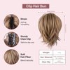 CROWN GUIDE Ponytail Extension 12 Inch Straight Ponytail for Women Human Hair Short Synthetic Pony Tails Brown Hair Extensions Ponytail Claw Clip in Hair Piece Updo Wigs