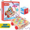 Atoylink ABC Wooden Building Blocks for Toddlers 1-3, 30 Pcs Alphabet & Number Stacking Toys with Storage Pull Toy Car Learning & Education Montessori Toys for 1 2 3 Year Old Baby Boy Girl Gifts