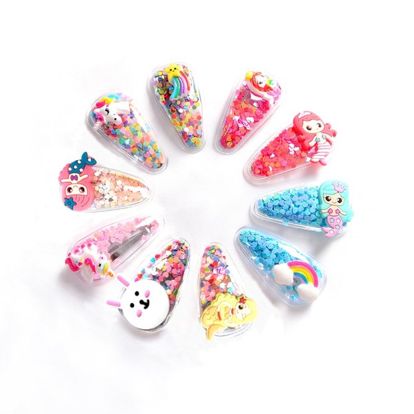 TANLOMY Sparkle Girl Hair Clips, 10 Pieces Barrettes Kit for Toddler Girls, Glitter Hair Pin Kids Hair Accessories Gift Set for Daily Wearing or Parties