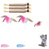 PEUTIER 2pcs Silicone Collar Cat Toys & 3pcs Cat Teasing Wands, Adjustable Cat Wand Toy Cat Feather Toys Catnip Chew Toys Silvervine Sticks Interactive Cat Teaser Toys for Indoor Cat Kitten Exercise