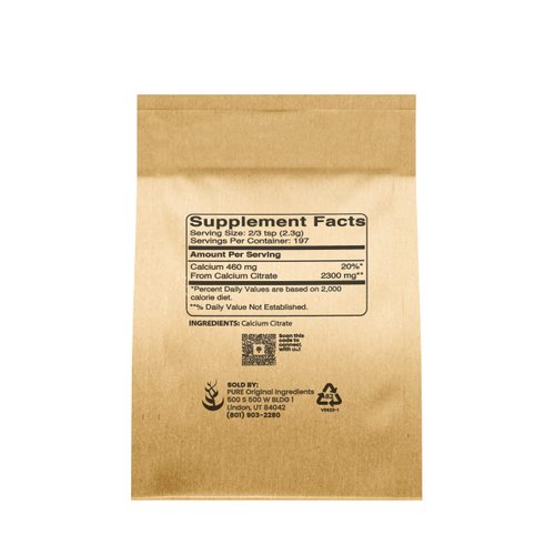 Pure Original Ingredients Calcium Citrate (1lb) Calcium Supplement, No Additives or Fillers