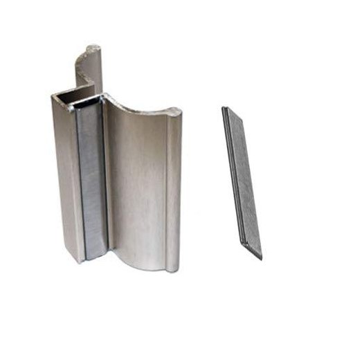GordonGlass 3" Brushed Nickel Frameless Shower Door Handle with Metal Strike and Magnet - Set