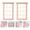 DOITOOL 2PCS Dollhouse Windows 1 12 Scale Wooden Dollhouse Window Frame, Dollhouse Furniture Miniature Window Frames for 1 12 Doll House Furniture Accessories