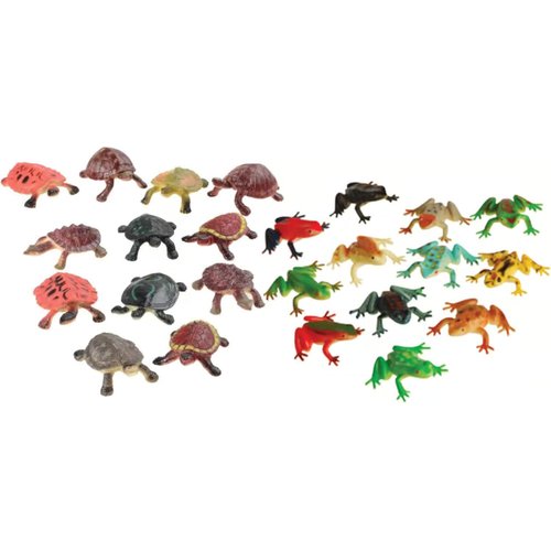 Nikki's Knick Knacks Plastic Toy Frog and Turtle Figures - Party Favor Stocking Stuffer Teacher Rewards Prize Box Goodie Bag -Science Educational Learning Toys