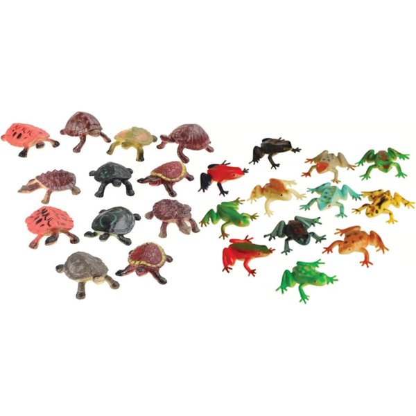 Nikki's Knick Knacks Plastic Toy Frog and Turtle Figures - Party Favor Stocking Stuffer Teacher Rewards Prize Box Goodie Bag -Science Educational Learning Toys