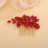 Teyglen Rhinestone Wedding Hair Comb in Red, Crystal Bridal Hair Piece, Sparkly Red Rhinestone Headpiece, Hair Accessories for Women and Girls