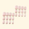 24 Pcs Nude Pink Press on Nails Short Square - SHANRUN Gold French Cute Fake Nails Press ons Nail Art Tips Glue on Nails Full Cover Artificial Acrylic Summer False Nails Stick on Nails Kit for Women