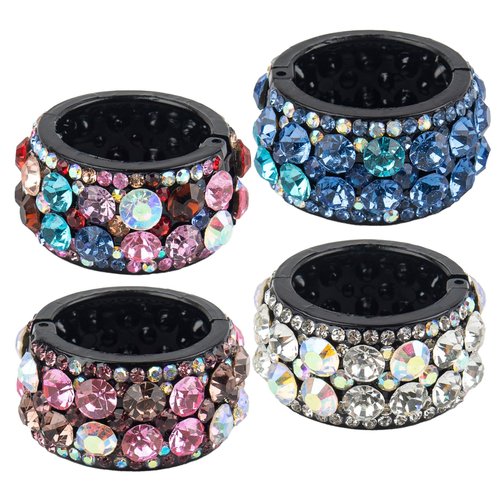 AUEAR, 4 Pack Rhinestone Hair Ponytail Holder Crystal Ponytail Hair Cuff Elastic Hair Tie Hair Band for Women Girls (Style B)
