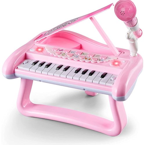 Piano Keyboard Toy for Kids, 24 Keys Piano for 3 4 5 Year Old Girls Boys Birthday Gift Musical Piano Toy with Microphone and Music