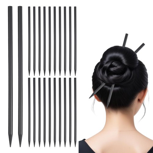 JIYIN 22 Pcs Wooden Hair Sticks for Long Hair, Chinese Hair Sticks Black Wood Hair Sticks Chopsticks Hair Sticks Hair Pins Bun Holders for Women Hair Accessories Decorative Hair