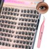 Cluster Lashes Wispy Individual Lash Extensions D Curl Natural Lash Clusters 10-14.5MM 132 Pcs DIY Eyelash Extension Cat Eye Eyelash Clusters with Tweezers Self-application at Home by MLEN DIARY