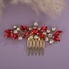 Rumtock Red Rhinestones Beads Gold Hair Comb for Wedding Brides Side Headpiece Women Banquet Prom Hair Jewelry (Red)