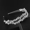 mollensiuer 1Pc Double Row Rhinestones Flower and Leaves Crown Headband Rhinestone Bridal Crystal Headband Wedding Headband Bridal Headpiece for Bride Bridesmaids Wedding Party, Silver
