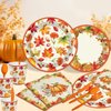 YQUQWN 168 Pcs Fall Thanksgiving Paper Plates and Napkins, Fall Disposable Dinnerware Set for 24 Guests, Includes Paper Plate Cup Napkin Spoon Knives Fork, Party Supplies for Thanksgiving Fall Harvest