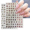 8 Sheets Old Letters Nail Art Stickers Decals Black White English Character Nail Decals Laser Glitter Gold English Alphabet Nail Art Design Letters Words Nail Sticker Nail Decoration for Women Girls