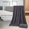 TENSTARS Silk Hemming Bath Towels for Bathroom Clearance - 27 x 55 inches - Light Thin Quick Drying - Soft Microfiber Absorbent Towel for Fitness, Sports, Yoga, Travel, Gym - 2 Pack, Dark Grey