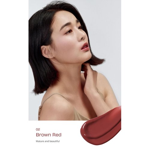 House of Hur Glowy Ampoule Tint, Water-based Glowy Lip Stain (Brown Red)