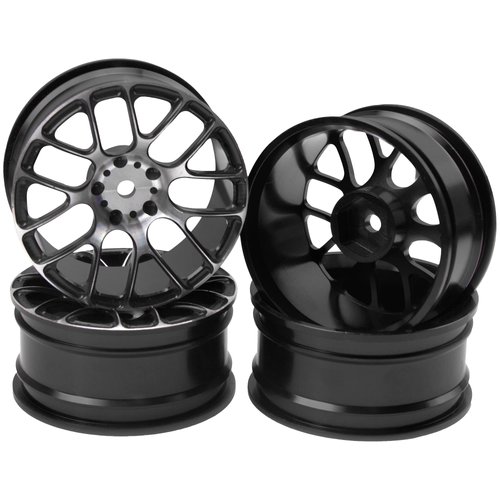 4Pcs Vgoohobby Aluminum Wheel Rims 12mm Hex Hub Width 26mm Compatible with 1/10 Tamiya TT-01 Kyosho RedCat Sakura HSP HPI 1/10 On-Road Racing Touring RC Drift Car (Black)
