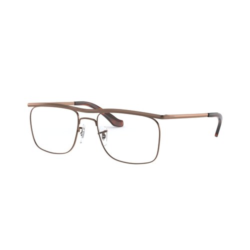 Ray-Ban RX6519 Olympian IX Square Prescription Eyeglass Frames, Medium Brown/Demo Lens, 52 mm