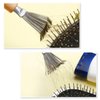 Boao Hair Brush Cleaner, 2 Pieces Mini Hair Dirt Remover Brush with Metal Wire Rake, Wooden Handle for Home and Salon Use(Handle with Groove)
