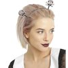 Halloween Devil Horns Headband Rhinestone Skull Head Boppers Hair Band Sparkle Crystal Skeleton Headpiece Party Cosplay Props Dress Supplies Costume Hair Accessories for Women Girls (Set 2pcs)